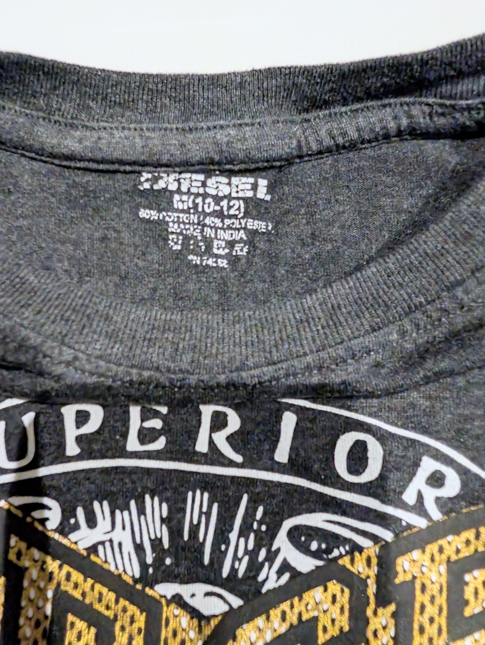 Diesel Kids Charcoal Long-Sleeve Tee with Gold and White Graphic - Picture 2 of 2